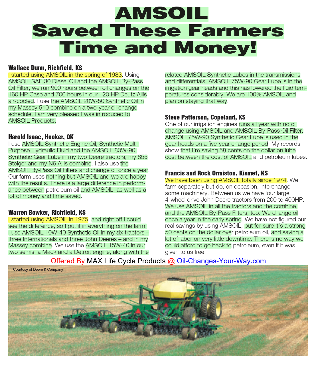 AMSOIL Saved These Farmers TIME and MONEY