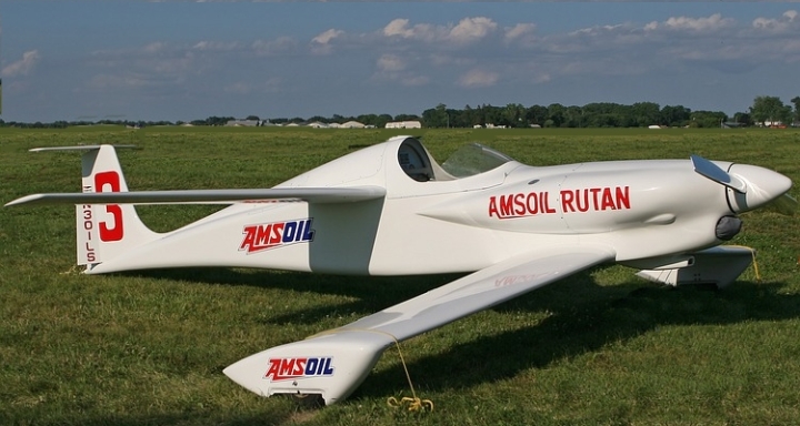 AMSOIL Rutan Racer on display at EEA Museum in Wittman Regional Airport in Oshkosh Wisconsin